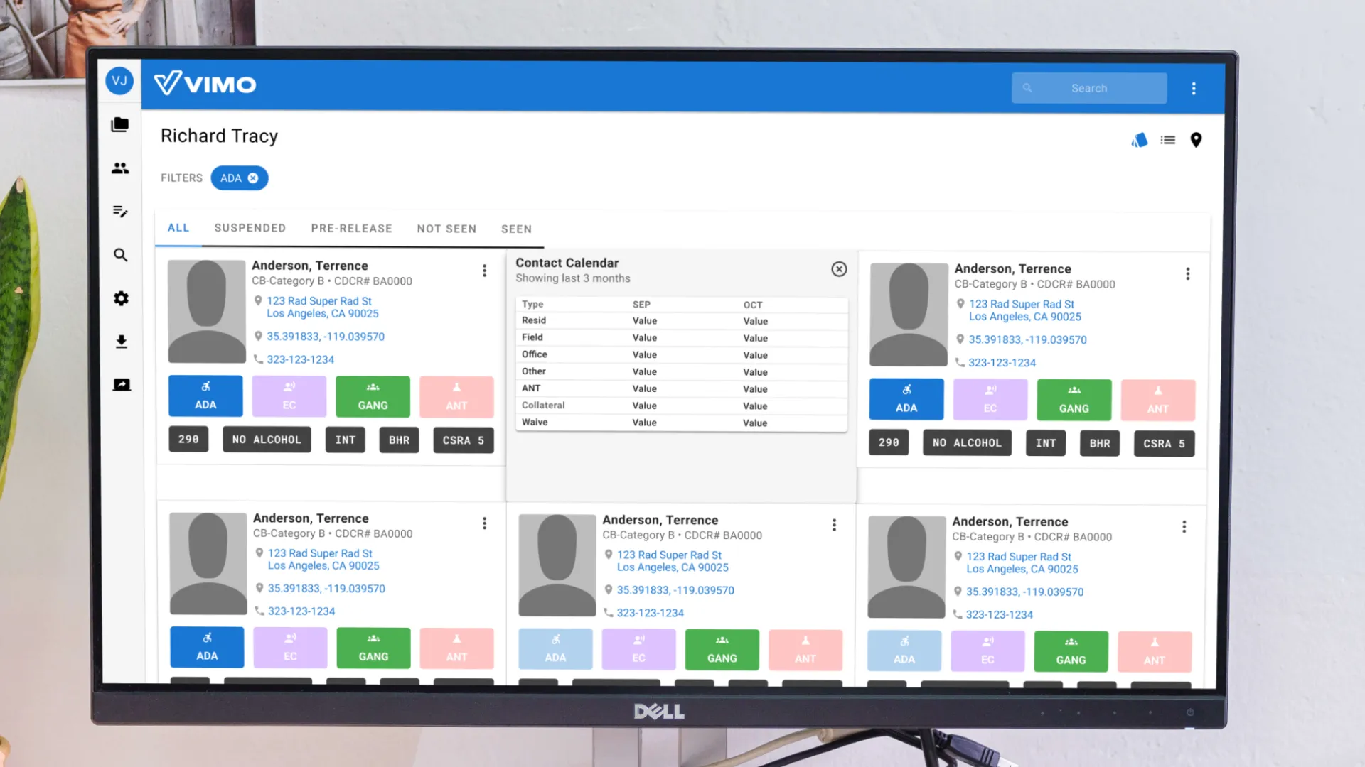 The caseload for a parole agent.